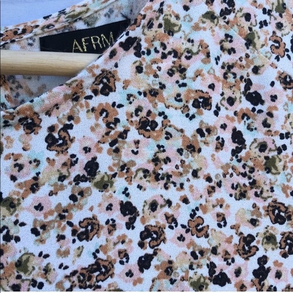 AFRM Jamie Floral Print Open Back Puff Sleeve Midi Dress Cottage Prairie Medium - Picture 8 of 9